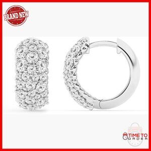 Sterling Silver 2 Carat Lab Diamond Hoop Earrings, Gift Box